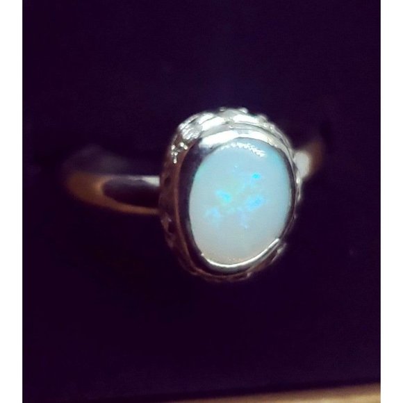 Sterling silver and Australian Opal crystal ring handmade floral design - Picture 5 of 12